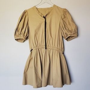 Lin Chao Zhang Drop Waist Puff Sleeve Babydoll Mini Dress 165/88A US S